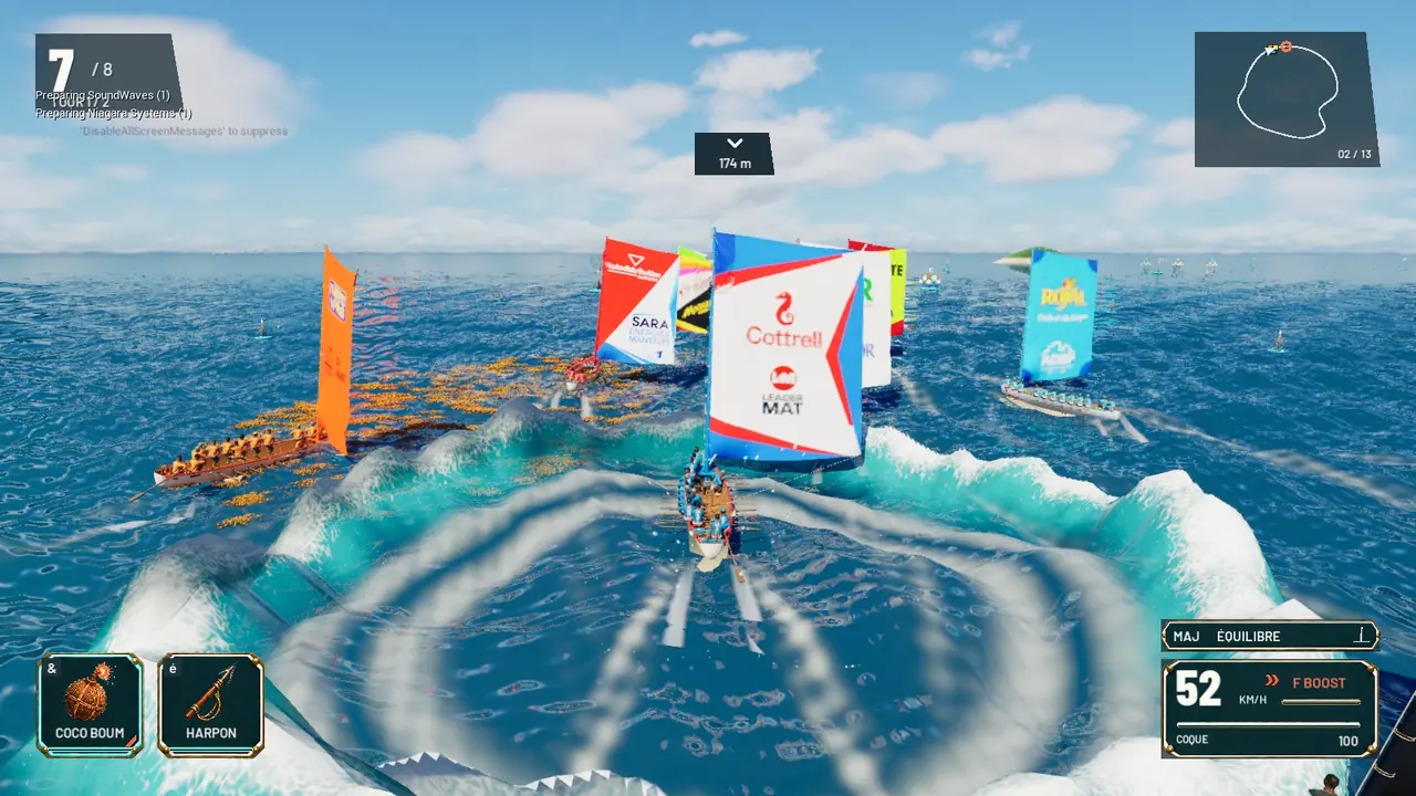 Le peloton pris dans la vague (version 0.23).